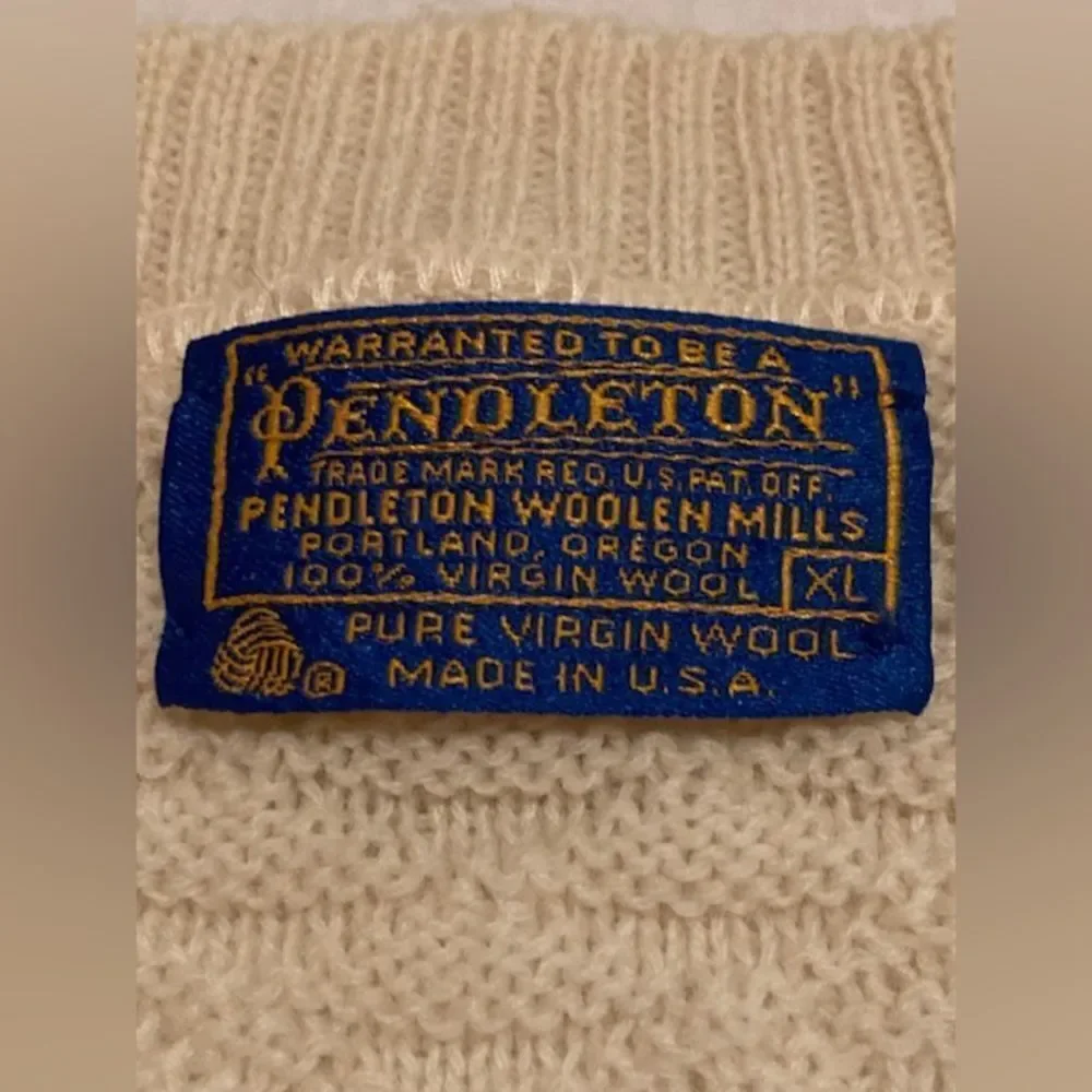 Vintage Pendleton 100% Virgin Wool Vest Men's XL Pullover V Neck Retro Cream